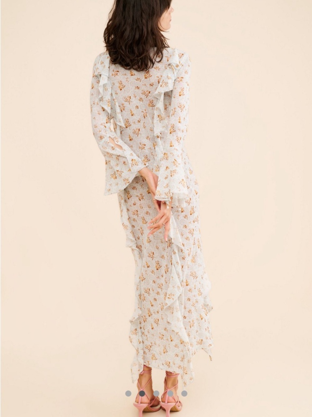 Spell White Floral Ruffle Maxi Dress
